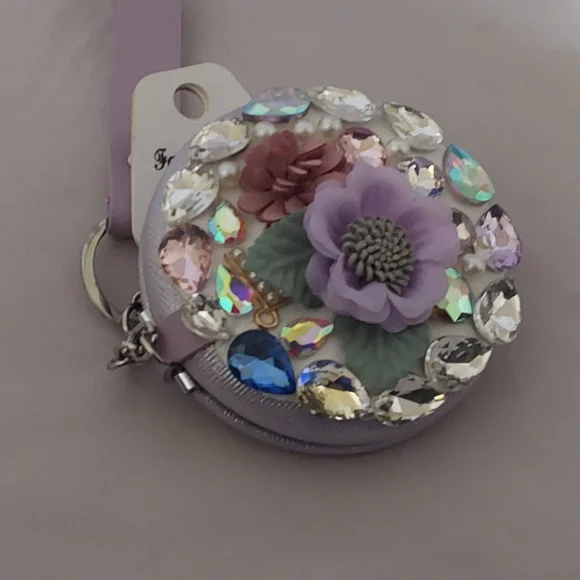 Embellished Lilac Floral Crystal (3 in 1) Key Chain, Bagcharm, Mirror - Picture 8 of 8